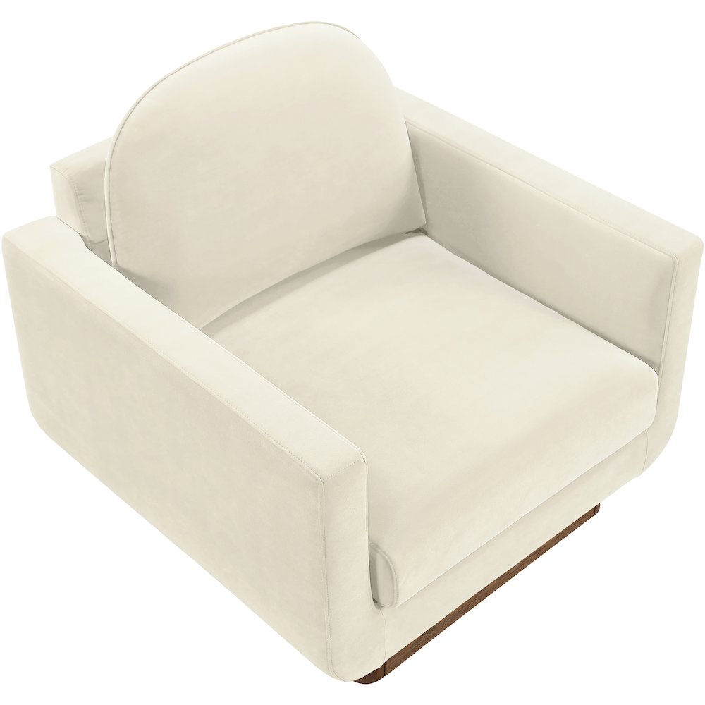 Diviento Cream Velvet Performance Fabric Upholstered Accent Chair