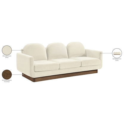 Diviento 89" Cream Velvet Performance Fabric Upholstered Sofa