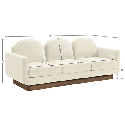 Diviento 89" Cream Velvet Performance Fabric Upholstered Sofa