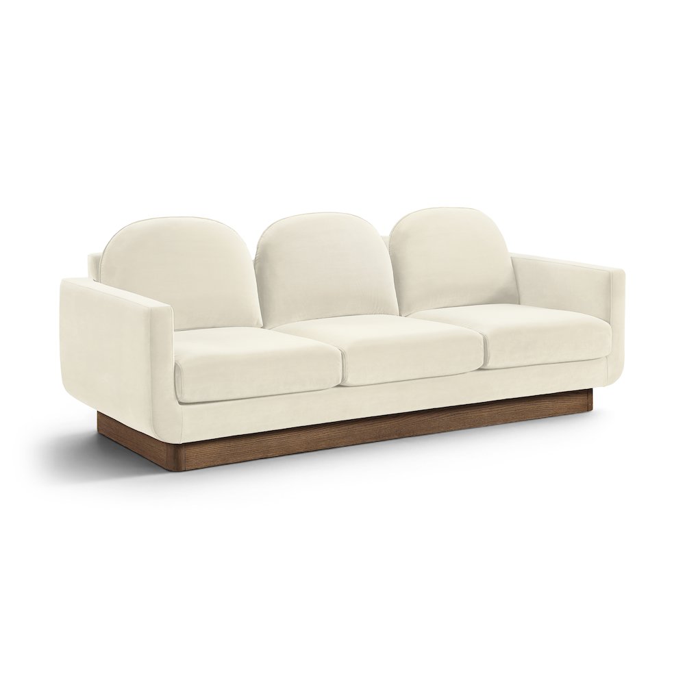 Diviento 89" Cream Velvet Performance Fabric Upholstered Sofa