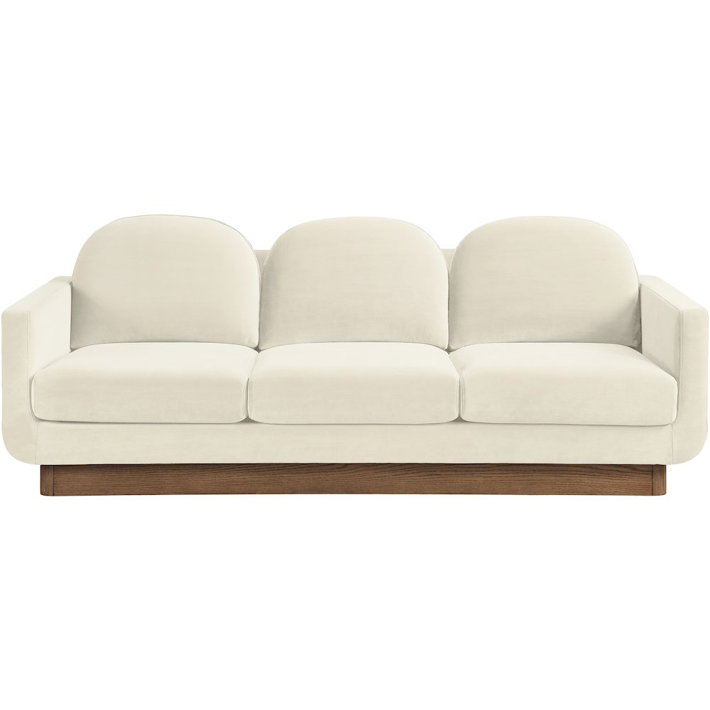 Diviento 89" Cream Velvet Performance Fabric Upholstered Sofa