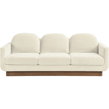 Diviento 89" Cream Velvet Performance Fabric Upholstered Sofa
