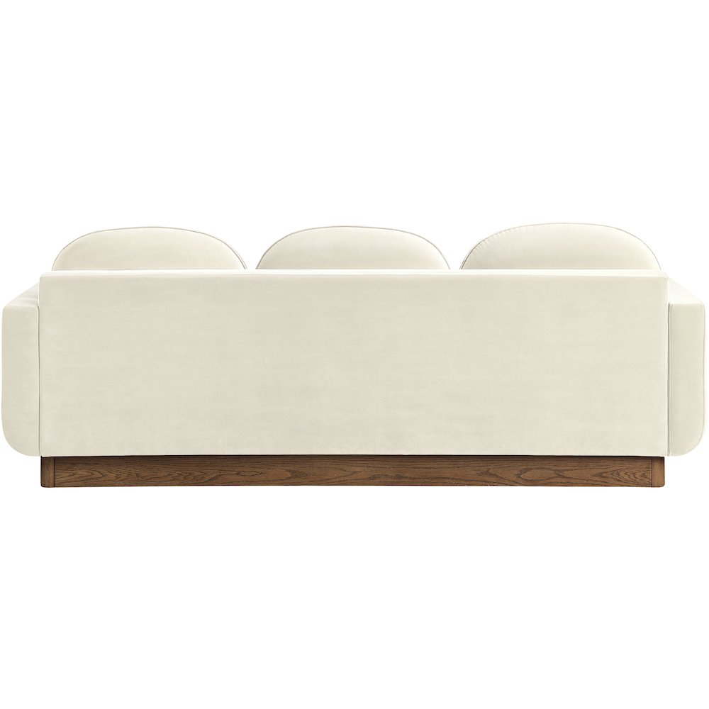Diviento 89" Cream Velvet Performance Fabric Upholstered Sofa