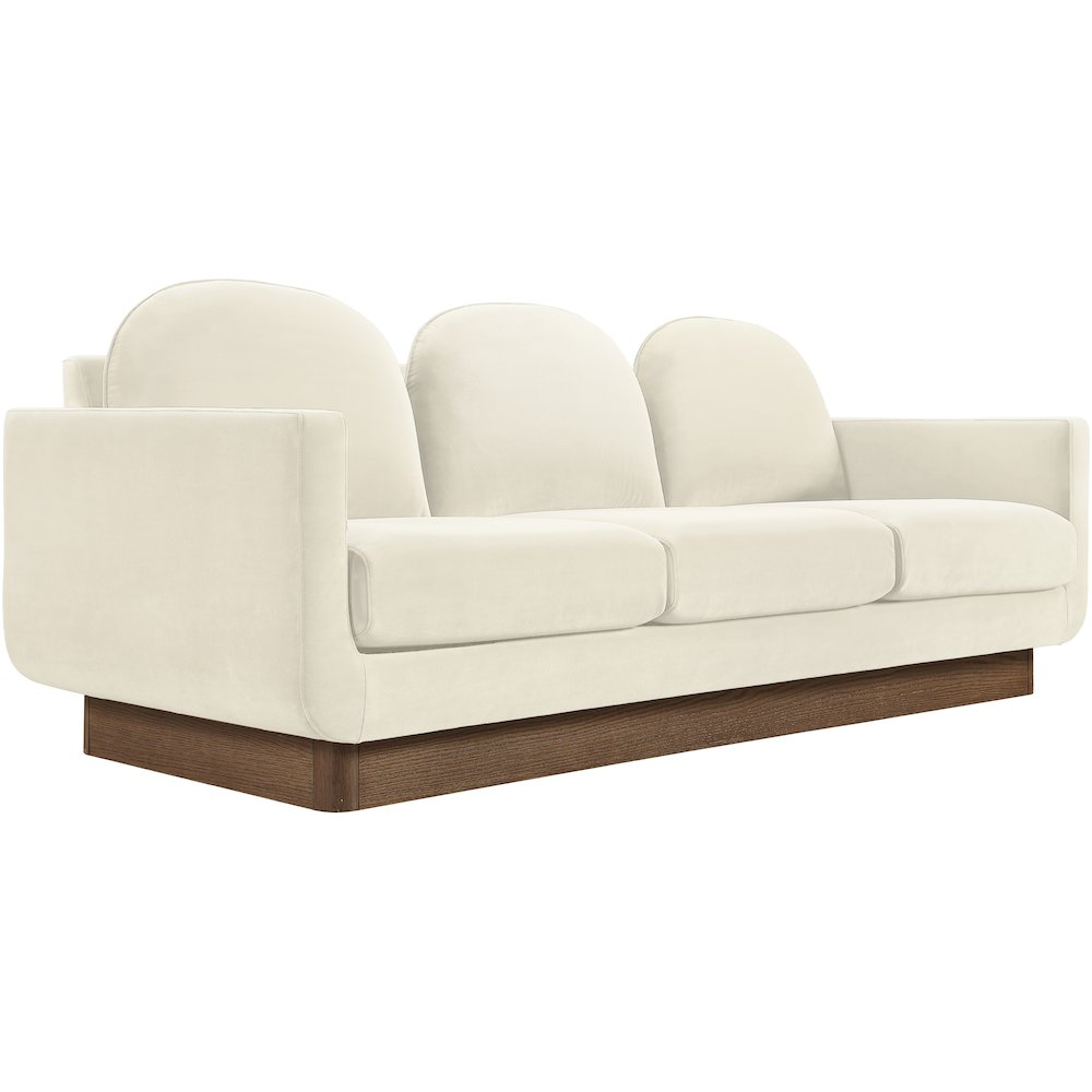 Diviento 89" Cream Velvet Performance Fabric Upholstered Sofa