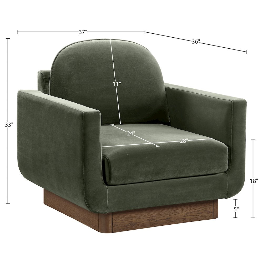 Diviento Green Velvet Performance Fabric Upholstered Accent Chair