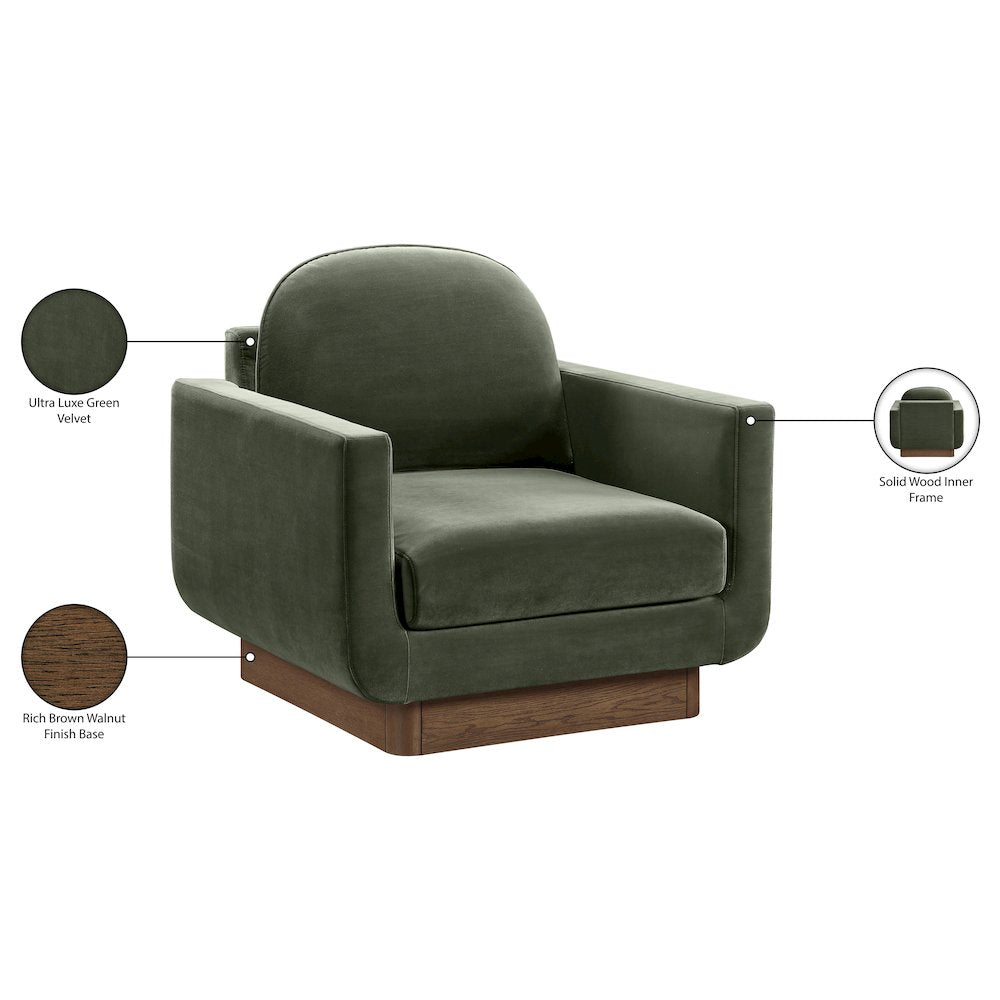 Diviento Green Velvet Performance Fabric Upholstered Accent Chair