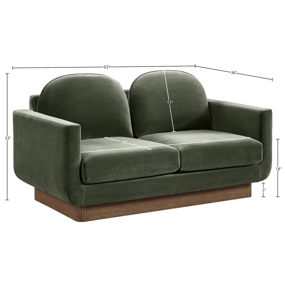 Diviento 63" Green Velvet Performance Fabric Upholstered Loveseat