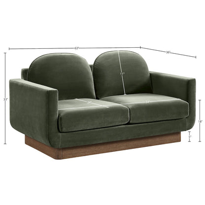 Diviento 63" Green Velvet Performance Fabric Upholstered Loveseat
