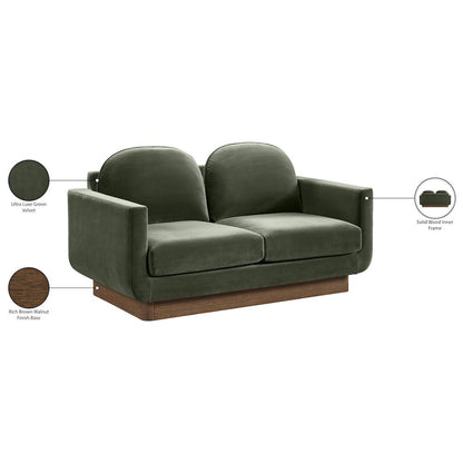 Diviento 63" Green Velvet Performance Fabric Upholstered Loveseat