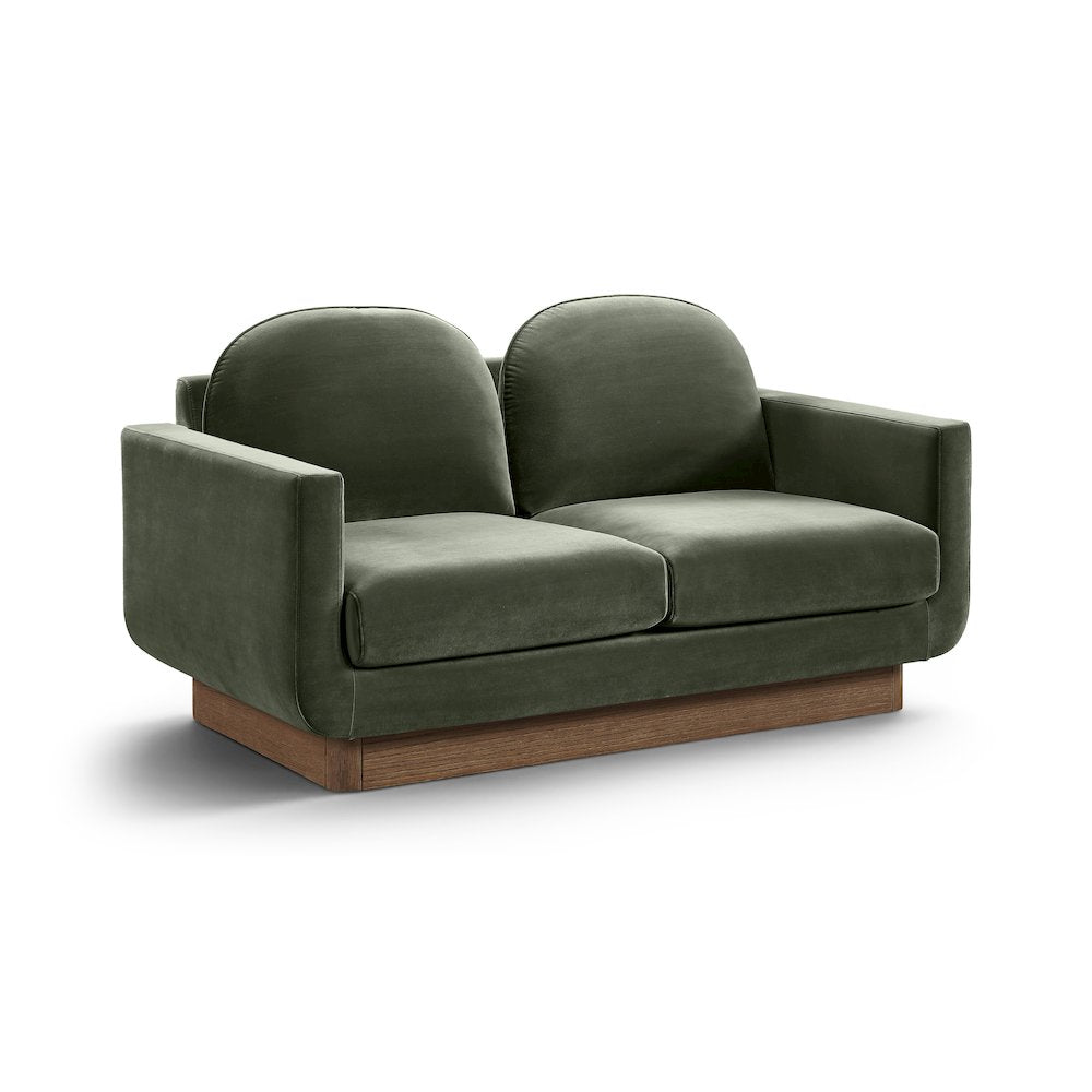 Diviento 63" Green Velvet Performance Fabric Upholstered Loveseat