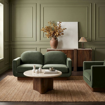 Diviento 63" Green Velvet Performance Fabric Upholstered Loveseat