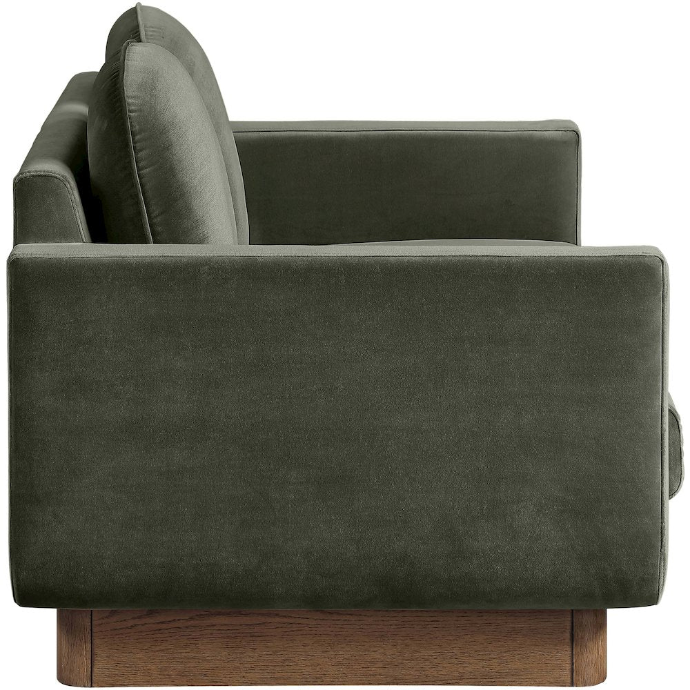 Diviento 63" Green Velvet Performance Fabric Upholstered Loveseat