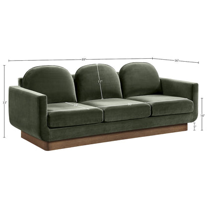 Diviento 89" Green Velvet Performance Fabric Upholstered Sofa