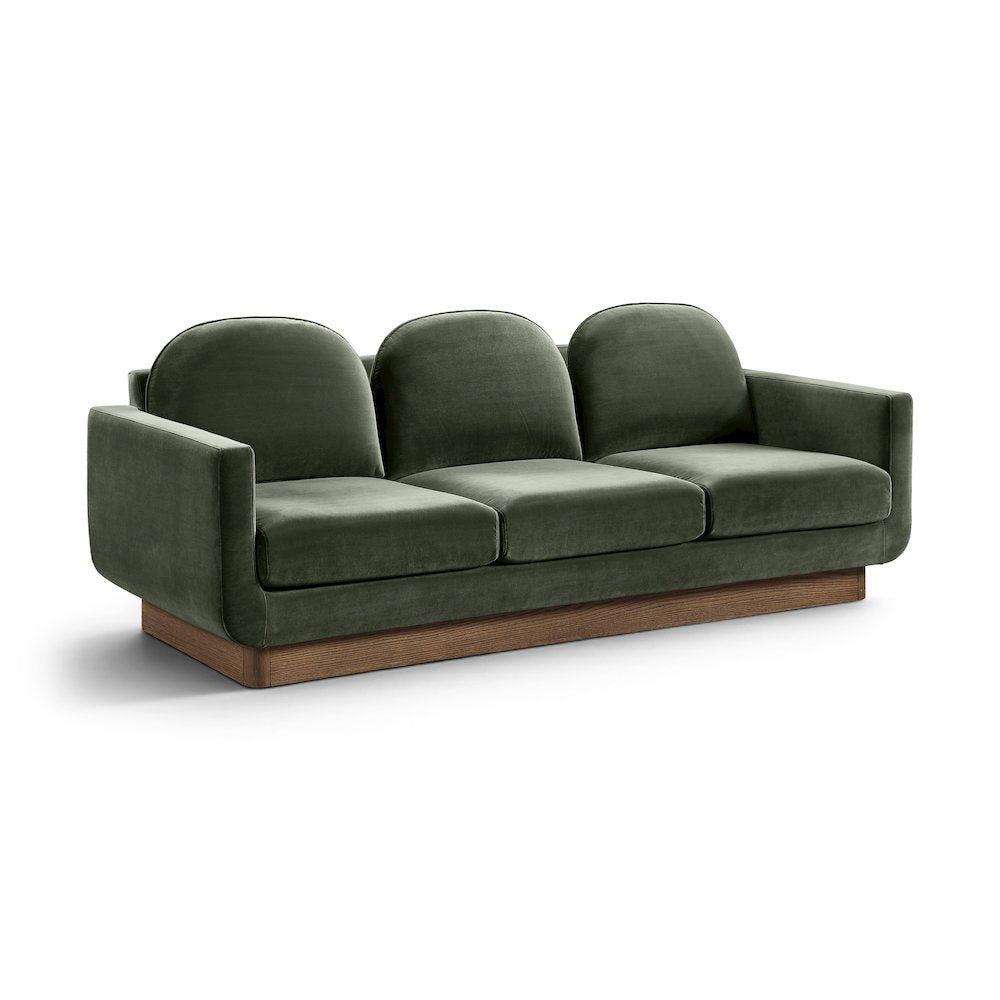 Diviento 89" Green Velvet Performance Fabric Upholstered Sofa