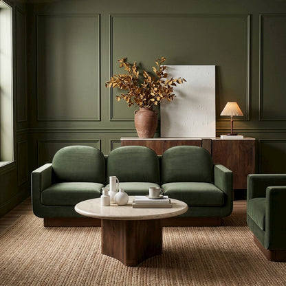 Diviento 89" Green Velvet Performance Fabric Upholstered Sofa