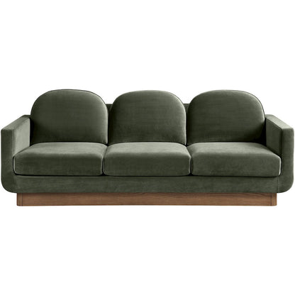 Diviento 89" Green Velvet Performance Fabric Upholstered Sofa