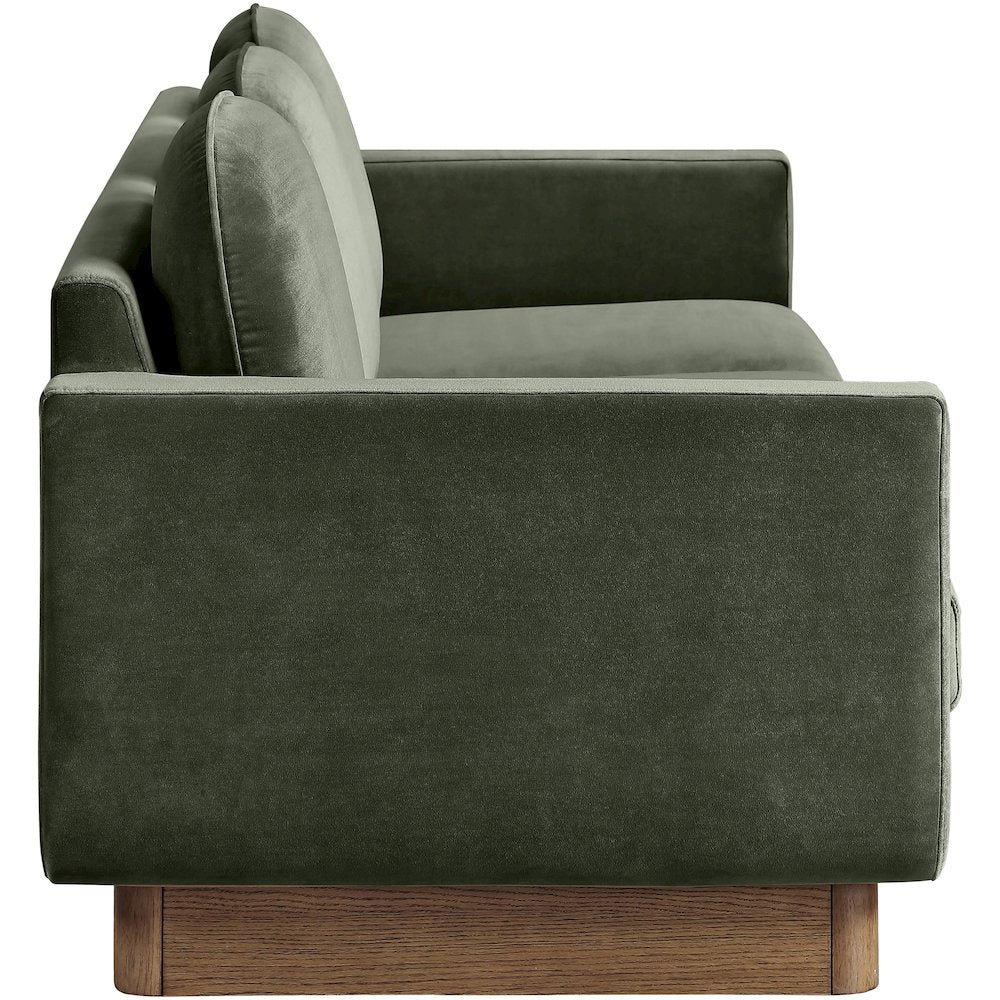Diviento 89" Green Velvet Performance Fabric Upholstered Sofa