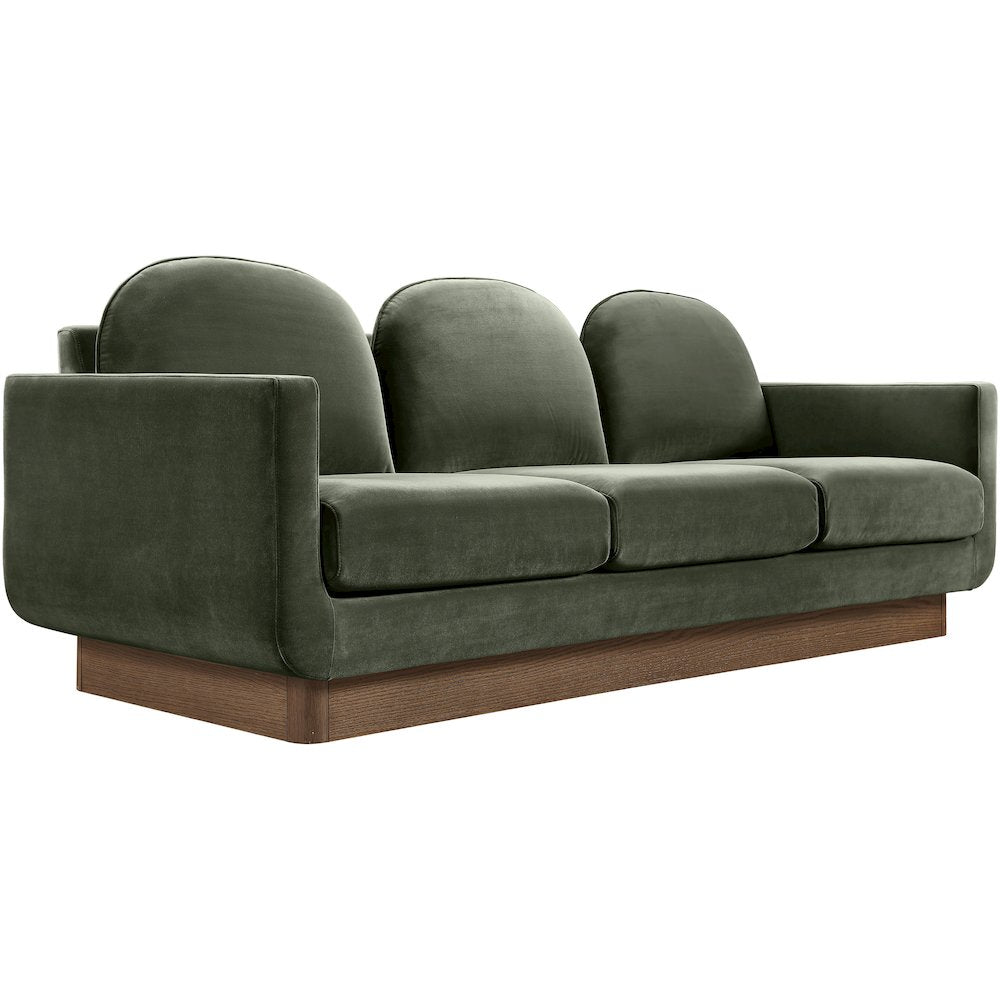 Diviento 89" Green Velvet Performance Fabric Upholstered Sofa