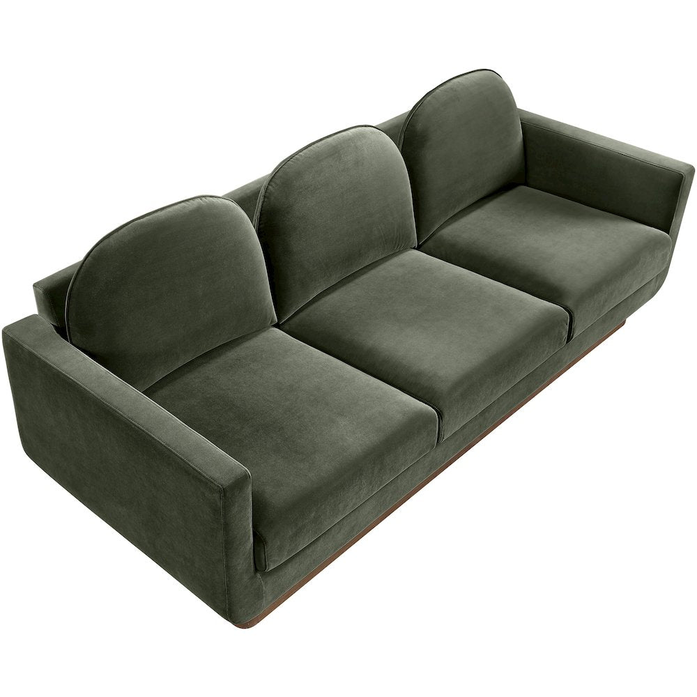 Diviento 89" Green Velvet Performance Fabric Upholstered Sofa