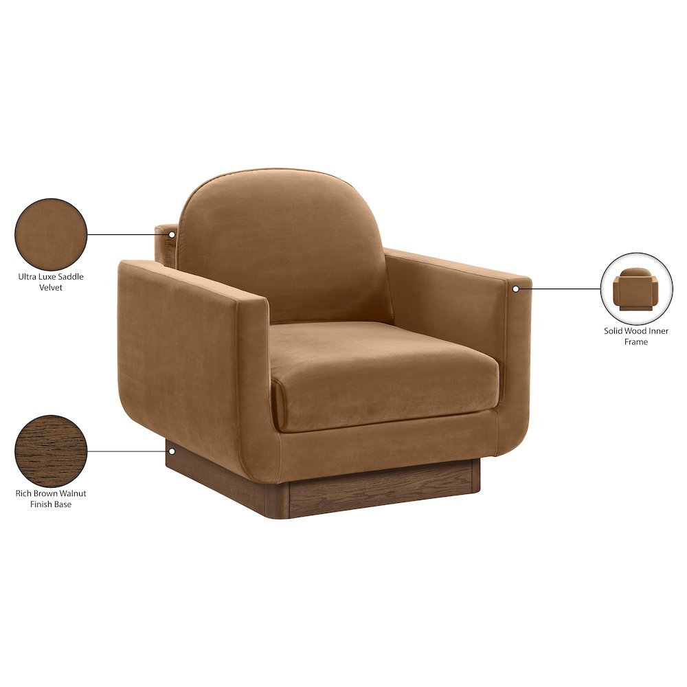 Diviento Saddle Velvet Performance Fabric Upholstered Accent Chair
