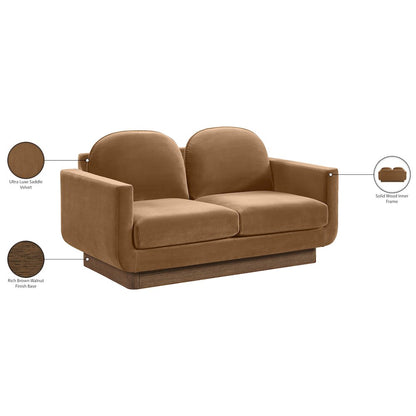 Diviento 63" Saddle Velvet Performance Fabric Upholstered Loveseat