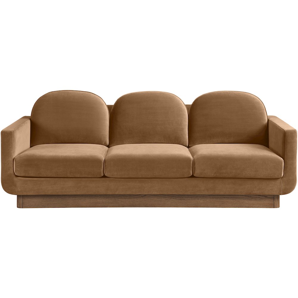 Diviento 89" Saddle Velvet Performance Fabric Upholstered Sofa