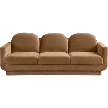 Diviento 89" Saddle Velvet Performance Fabric Upholstered Sofa