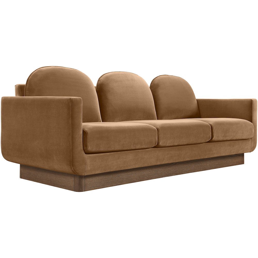 Diviento 89" Saddle Velvet Performance Fabric Upholstered Sofa