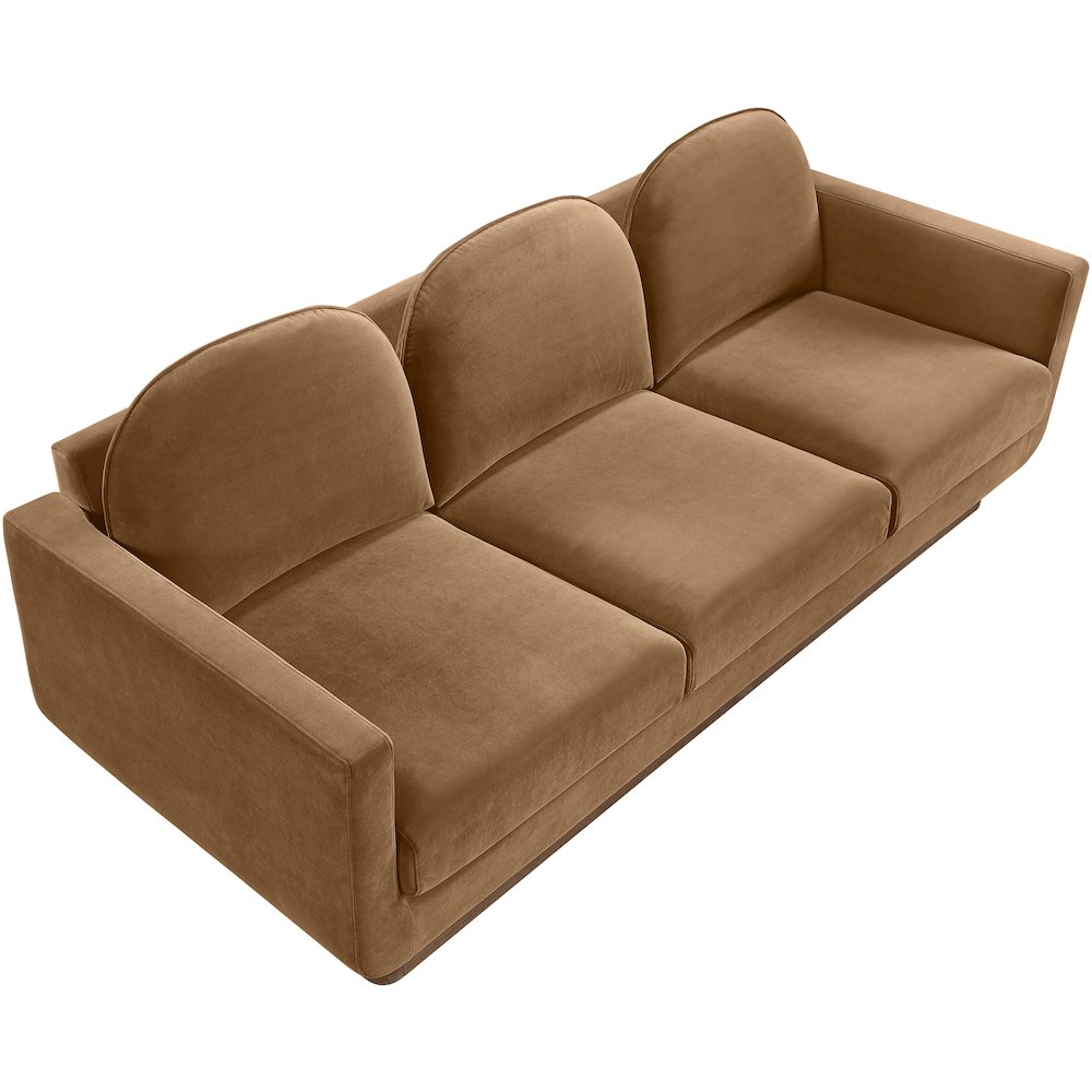 Diviento 89" Saddle Velvet Performance Fabric Upholstered Sofa