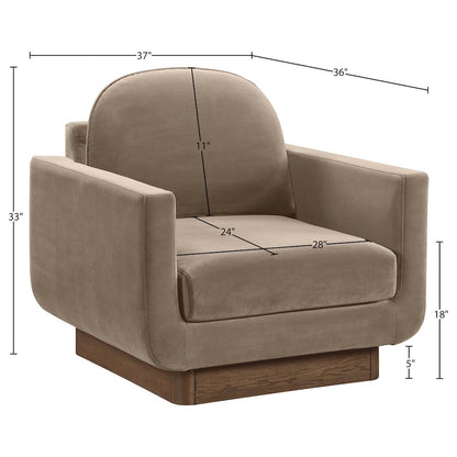 Diviento Taupe Velvet Performance Fabric Upholstered Accent Chair