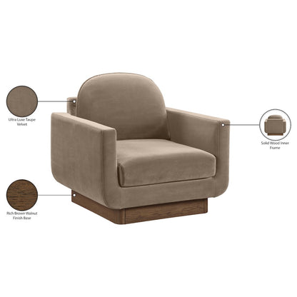 Diviento Taupe Velvet Performance Fabric Upholstered Accent Chair