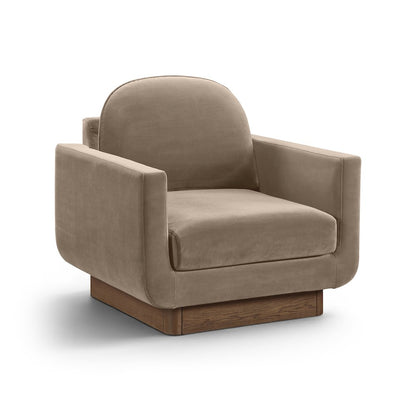 Diviento Taupe Velvet Performance Fabric Upholstered Accent Chair