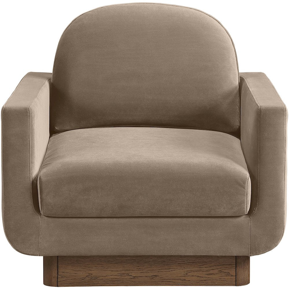 Diviento Taupe Velvet Performance Fabric Upholstered Accent Chair