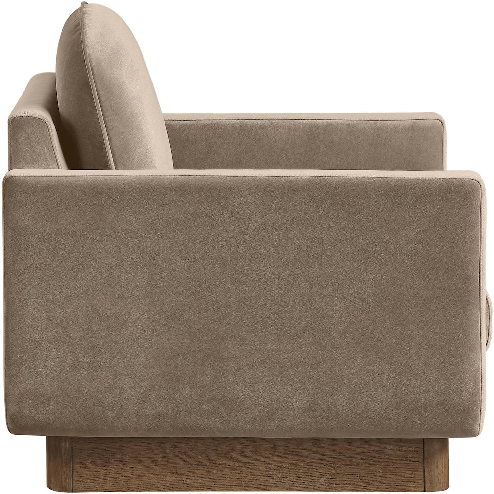 Diviento Taupe Velvet Performance Fabric Upholstered Accent Chair