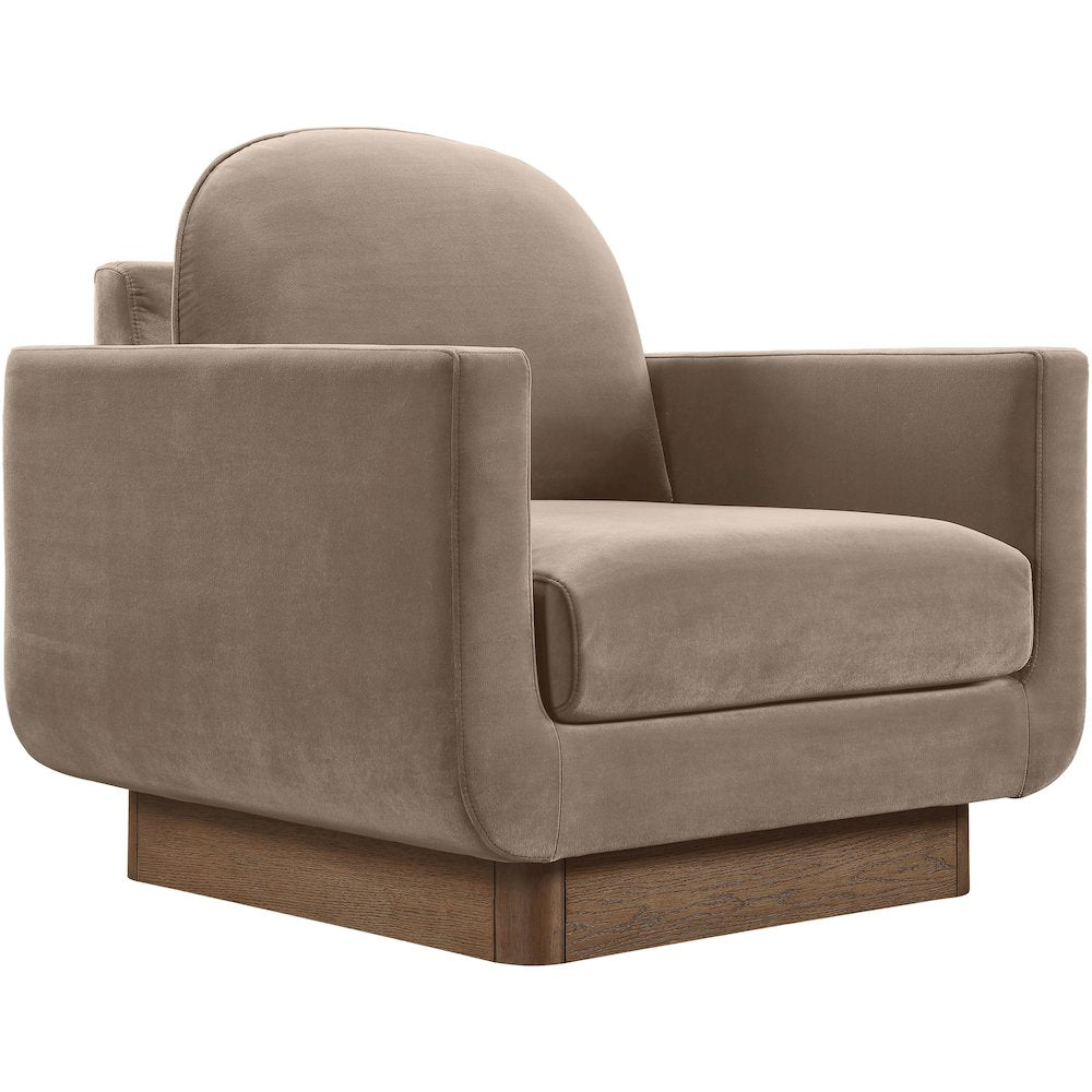 Diviento Taupe Velvet Performance Fabric Upholstered Accent Chair