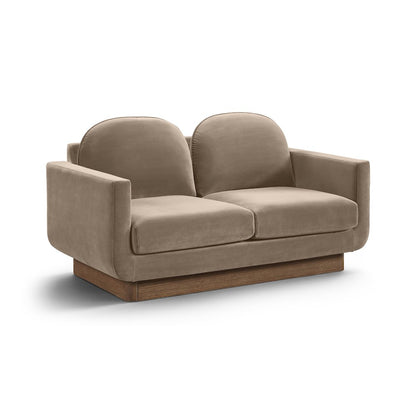 Diviento 63" Taupe Velvet Performance Fabric Upholstered Loveseat