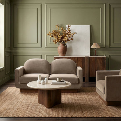 Diviento 63" Taupe Velvet Performance Fabric Upholstered Loveseat