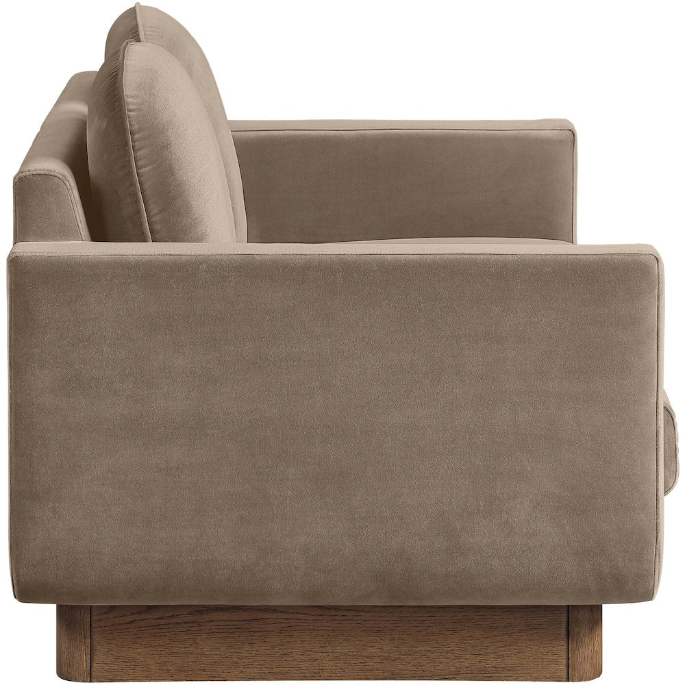Diviento 63" Taupe Velvet Performance Fabric Upholstered Loveseat