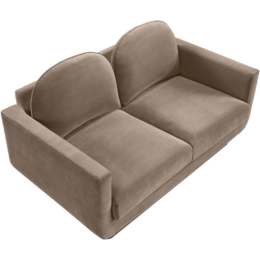 Diviento 63" Taupe Velvet Performance Fabric Upholstered Loveseat