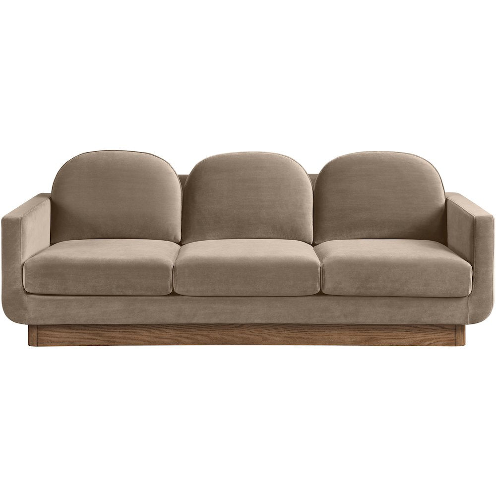 Diviento 89" Taupe Velvet Performance Fabric Upholstered Sofa
