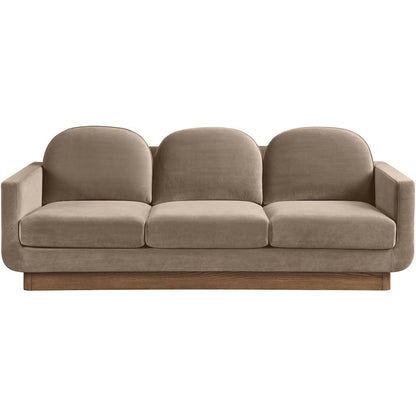 Diviento 89" Taupe Velvet Performance Fabric Upholstered Sofa