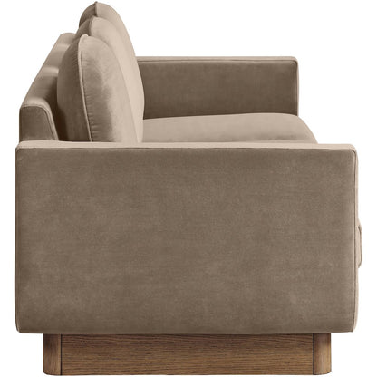 Diviento 89" Taupe Velvet Performance Fabric Upholstered Sofa