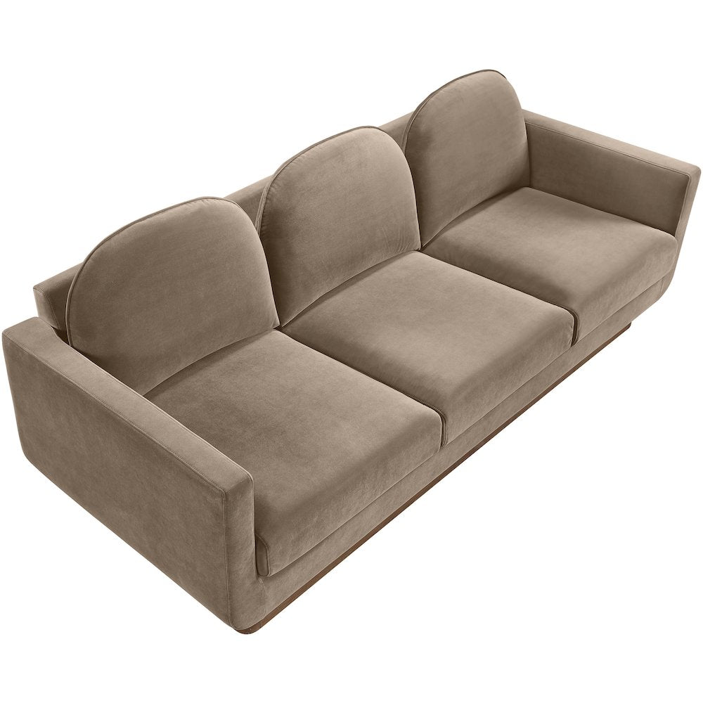 Diviento 89" Taupe Velvet Performance Fabric Upholstered Sofa