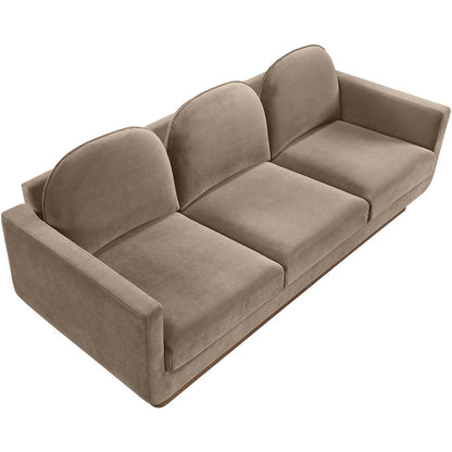 Diviento 89" Taupe Velvet Performance Fabric Upholstered Sofa