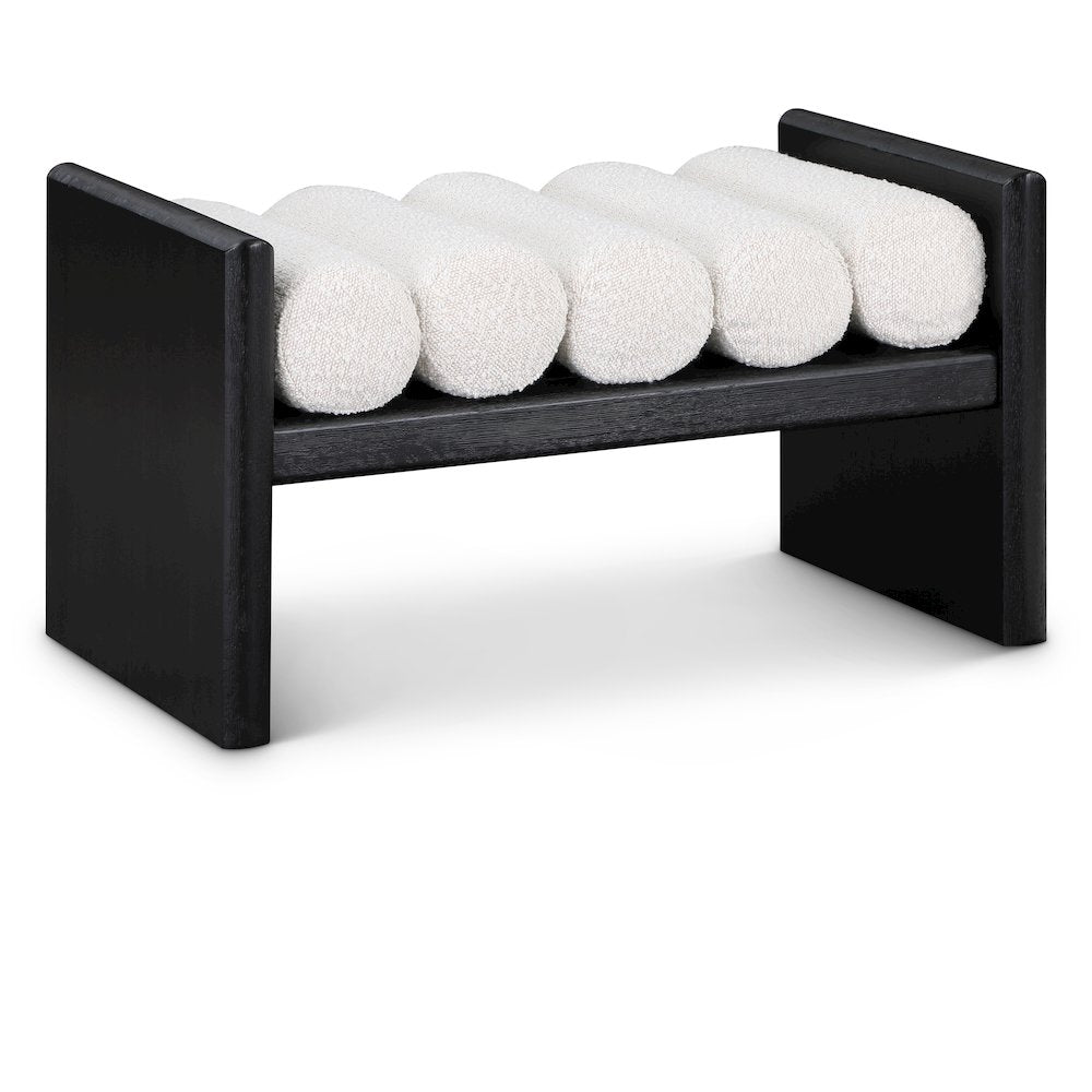 Waverly Cream Boucle Fabric Bench