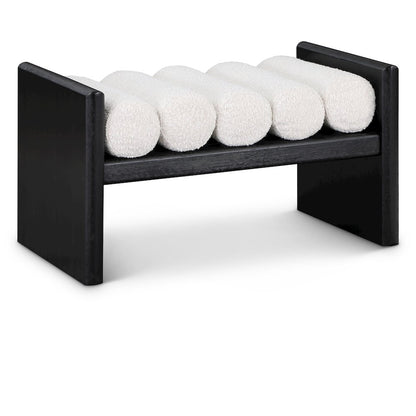 Waverly Cream Boucle Fabric Bench