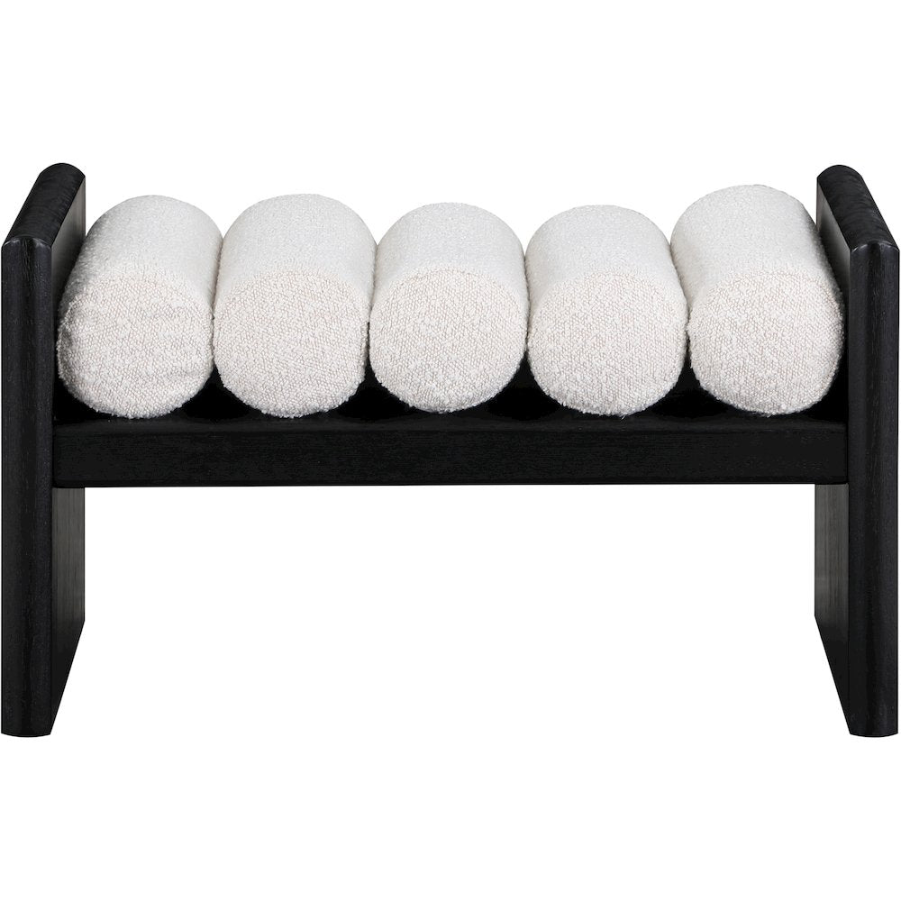 Waverly Cream Boucle Fabric Bench