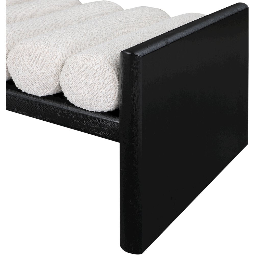 Waverly Cream Boucle Fabric Bench