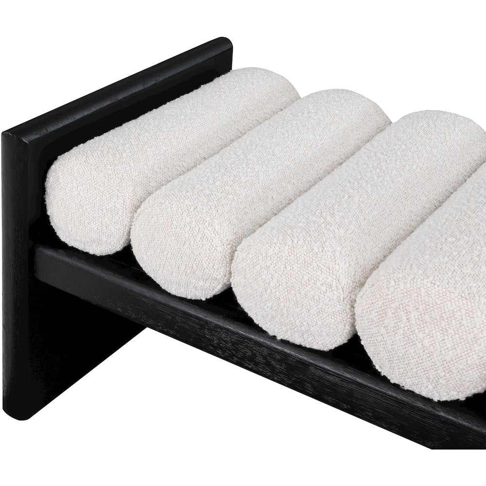 Waverly Cream Boucle Fabric Bench