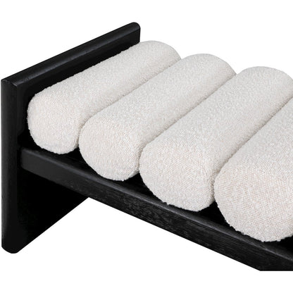 Waverly Cream Boucle Fabric Bench